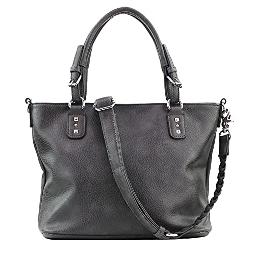 Concealed Carry Purse - YKK Locking Ella Braided Concealed Weapon Tote by Lady Conceal (Gray)