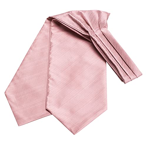 Hi-Tie Men's Blush Pink Solid Cravat Lapel Pin Set Silk Ascot Handkerchief Cufflinks For Wedding Party Formal Scarf Dress #TOP4