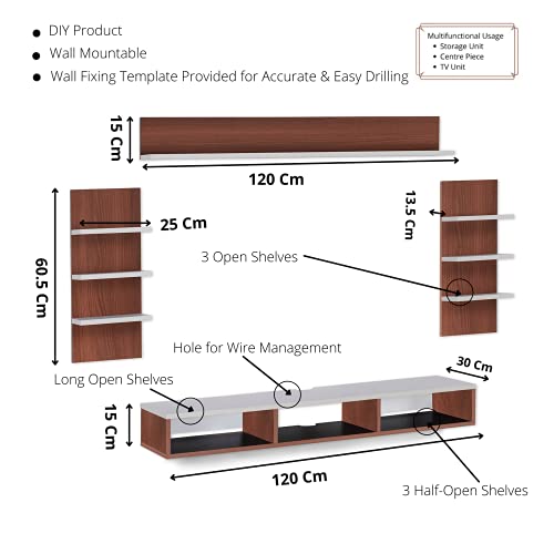 Image of DELITE KOM Eli Engineered Wood TV Entertainment Unit (Finish Color - Acacia Dark White, DIY(Do-It-Yourself) (30x120x90.5)