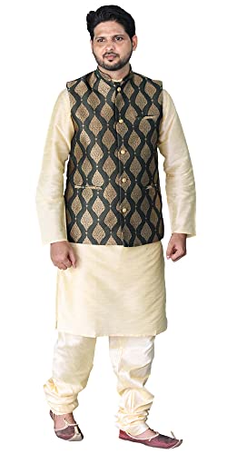 Image of Men's Silk Kurta Pajama Jacket /Waistcoat /Blazer Set