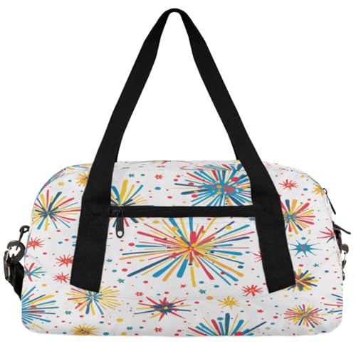 Cartoon- Fireworks Kids Duffle Bag Boys Girls Small Sport Dance Gym Bag for Overnight Travel Weekender Carry On