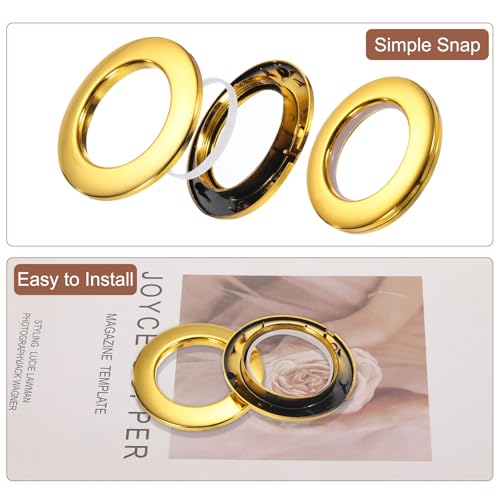 Ojales de cortina de 42 mm uxcell con anillos de bajo ruido para barras de baño y ventanas 4