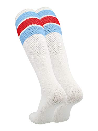 Image of TCK Retro Tube Socks with Stripes for Men & Women - 3 Stripe, 70's 80's Deadlift Socks