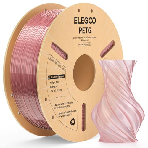 Image of ELEGOO PETG Filament 1.75mm Transparent Pink 1KG, Translucent 3D Printer Filament High Precision, Strong & Durable 1kg Spool(2.2lbs) Fits for Most FDM 3D Printers