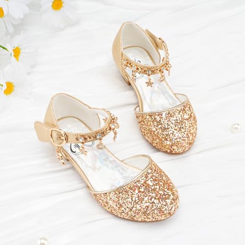 Image of Stelle Girls High Heels Sequins Dress Sandals Princess Dress Shoes Flower Wedding Party Shoes