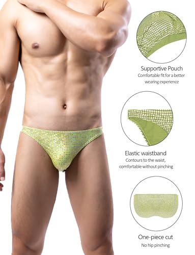 SEAUR Men's Sexy Bikini Briefs Low Rise Glitter Underwear Sissy Pouch Panties Breathable Stretch Underpants4