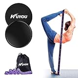 Resistance Bands and Exercise Sliders Fitness Kit, Professional Gliding Discs Core Sliders for Smooth Sliding On Carpet or Hardwood Floors - Small Fitness Equipment for Home Gym Travel (Black)