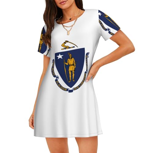 Chemise de nuit Massachusetts, manches courtes femme pour des soirées cocooning estivales