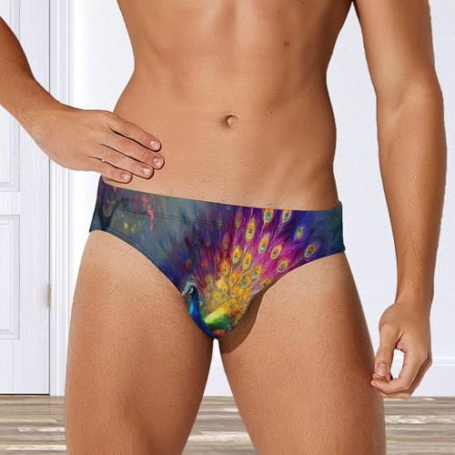 Majestic Peacock Men's Swim Briefs Low Waist Bikini Swimsuit Underwear Beach Swimwear4