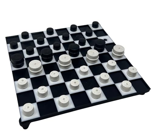 Sturdy Plastic Checkers Set for The Blind & Visually Impaired, Tactile Pieces, Raised Squares, Pieces Stay in Place, Accessible Game That Uses No Braille-by Blind in Mind, The Braille Superstsore
