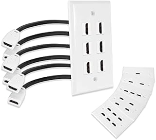 MXTECHNIC Single Port 4K HDMI Wall Plate Outlet Cover with 6 Inch Female to Female High Speed HDMI Pigtail Cable for Video Game Systems,TV Boxes(4-Port 2Pack)