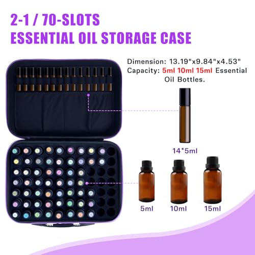 image for ZORETCO EVA Essential Oil Storage Carrying Case, 70 Bottles, Essential