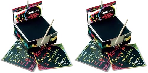 Melissa & Doug- Scratch Art-Pack 125 Mini-Feuilles Arc-en-Ciel, 15945, Cube - Certifiés FSC (Lot de 2)