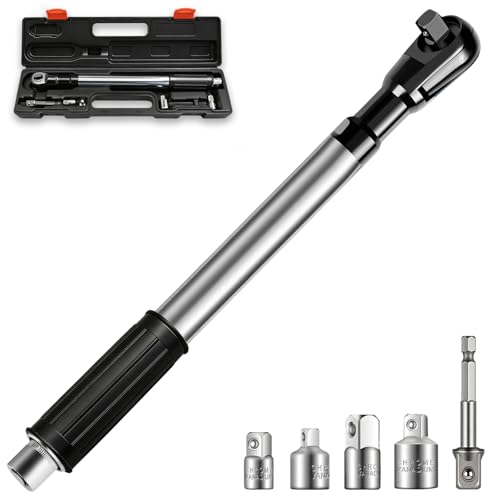 groword Offset Extension Wrench for Drill 1/2 Drive Impact Wrench Extender with 3/8 & 1/4 Adapters Right Angle Tool for Tight Spaces High Torque Carry Case Included