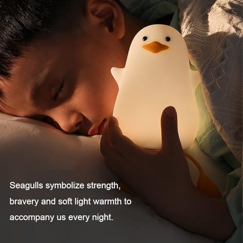 Image of Rechargeable Cute Silicone Duck Night Lamp | Touch-Control LED Light with Color-Changing Feature | Kids Night Light Bedroom Decor Silicone Lamp | 1200mAh Battery Capacity (Pack of 1)