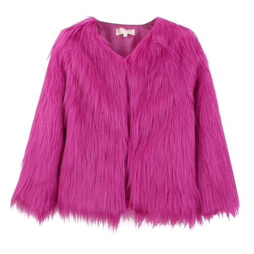 Girls Faux Fur Jacket Kids Furry Coat Princess Dress Coat Girls Shaggy Jacket Warm Fuzzy Trendy Winter Coat Overcoat3