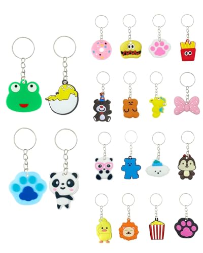 GADMEXILY 100pcs Cartoon Keychain for Kids Party Favors, Mini Cute Keyring for Classroom Prizes, Birthday Christmas Party Favors Gift, Goodie Bag Stuffers Supplies, 20 Colors