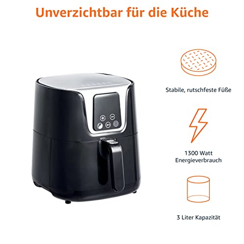 Amazon Basics – Heißluftfritteuse, kompakt, 4 l, multifunktional, digita, Schwarz/Chrom – Bild 4