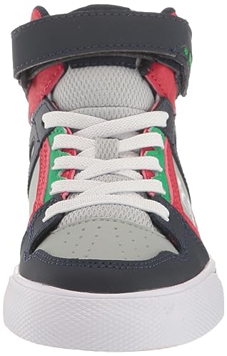 DC Boy's Pure High Top EV Skate Shoes with Ankle Strap and Elastic Laces, Heather Grey/Navy, 11 Little Kid2