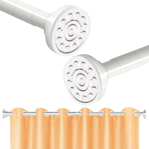 Stowetry Shower Poles Extendable No Drill 48-200 cm/18-78 in,White Net Curtain Rod,Shower Curtain Rod,Telescopic Shower Rail,Non-Slip,Never Rust,304 Stainless Steel,for Bathroom,Balcony,Kitchen