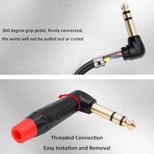 Conector de Audio Estéreo TRS 6.35mm Ángulo Recto 2 Piezas miniatura 6