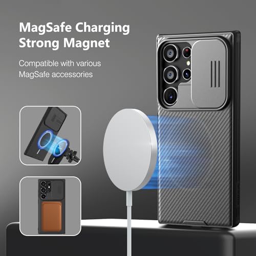 Image of Nillkin for Samsung Galaxy S24 Ultra Case, Slide Camera Cover [Compatible with MagSafe] Military Grade Protection Shockproof Phone Case for Samsung Galaxy S24 Ultra 5G 6.8'' Black
