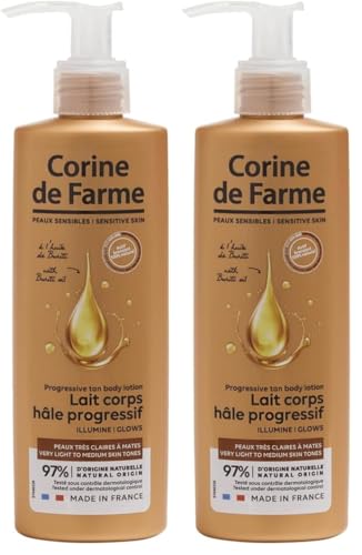 Corine de Farme - Lait Hydratant Effet Soleil DHA - Autobronzant Progressif Naturel - Hâle Uniforme Sans Traces - Enrichi en Huile de Buriti - Hydratation...