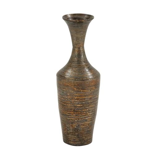 Deco 79 Bamboo Tall Floor Vase with Lacquer, 8″ x 8″ x 23″, Dark Brown