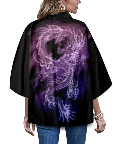 Image of LAI MENG FIVE CATS Women's Summer Cardigan Lightweight Kimono Floral Print Loose Cover up Casual Tops