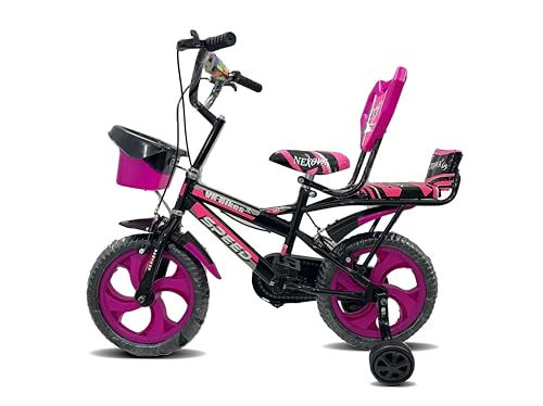 Image of Kids Cycle 14T with Training Wheels Double Gaddi (90% Assembled) for Boys and Girls (Pink)