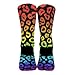 Meaudiwes Fashion Dress Decor Socks, Comfortable Work Leisure Sports Socks For Girls And Boys Animal Neon Rainbow Colorful Cheetah Leopard Print Black