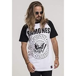 MERCHCODE The Ramones Circle Raglan Band T-Shirt pour Homme avec Logo imprimé, - Les Beatles, Paul McCartney, John Lennon, RIngo Starr, George Harrison MERCHCODE The Ramones Circle Raglan Band T-Shirt pour Homme avec Logo imprimé, – Image 2