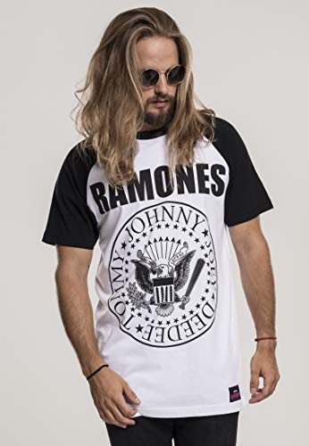 MERCHCODE The Ramones Circle Raglan Band T-Shirt pour Homme avec Logo imprimé, - Les Beatles, Paul McCartney, John Lennon, RIngo Starr, George Harrison MERCHCODE The Ramones Circle Raglan Band T-Shirt pour Homme avec Logo imprimé, – Image 3