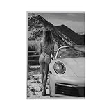 CXGFEFFG Porsche 911 Poster, Motiv: Frau im Bikini, 