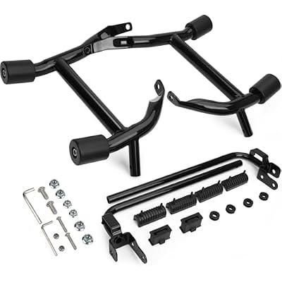 2023-2026 Street Glide Road Glide Saddlebag Guard Crash Bar Compatible with Harley Davidson Touring FLTRX FLTRXL FLHX FLHXU FLHXL FLTRXSE FLHXSE FLTRXSTSE Black Tip-Over Bar with Support Rails