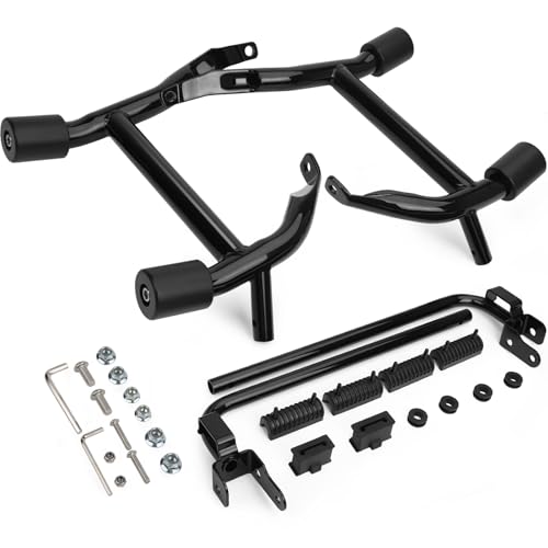 Kekykm 2023-2026 Street Glide Road Glide Saddlebag Guard Crash Bar Compatible with Harley Davidson Touring FLTRX FLHX FLHXU FLTRXSE FLHXSE FLTRXSTSE Black Tip-Over Bar with Support Rails