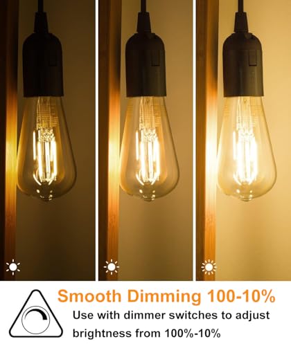 Image of ST19 LED Bulb 6W Equivalent 60W 2700k Warm White 120V, 12 Pack Ivyemons High Output ST19 LED Bulbs Dimmable, No Flicker ST 19 E26 Base Led Bulb,ST 19 LED Edison Light Bulbs for Indoor /Outdoor Lighting