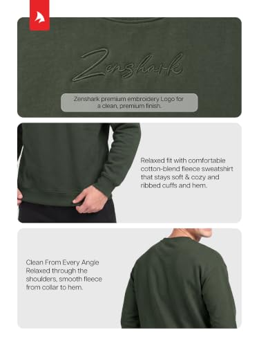 Image of ZENSHARK Oversized Winter Sweatshirt for Man | Round Neck Soft Cotton Poly-Blend Warm Winter Wear Sweatshirt | Breathable Shape Retaining Full Sleeve Sweatshirt for Men | Gym Casual