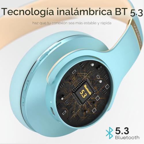 Miniatura 3 de Doqaus Auriculares Inalámbricos Bluetooth,3 Modos Eq 90 Horas De Reproducción Bluetooth 5.3 Cascos Bluetooth, Auriculares Inalámbricos Con Micrófono Y 40mm Controlador,Para Móviles Pc Hogar-Azul Hielo