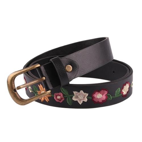 PU Waist Belts Teens Adjustable Embroidery Flower Waist Belt Woman Jeans Dresses Skirt Coat Versatile Waistband