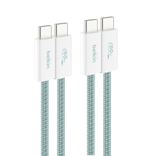 Image of Belkin Apple Certified Braided USB-C to USB-C Cable - Pack of 2 | 60W | PD Compatible | iPhone 17 /16 /15 /iPad /MacBook /Various Windows, Samsung Galaxy S25, Google Pixel 10 | 1.5M | Green