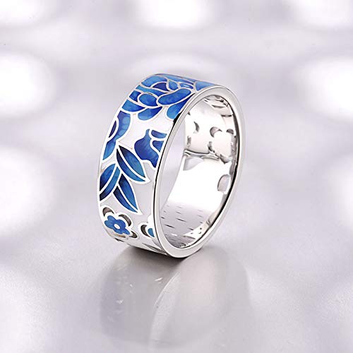 Santuzza Lotus Ring 925 Sterling Silver Enamel Flower Pattern Ring For Women (9) #TOP3