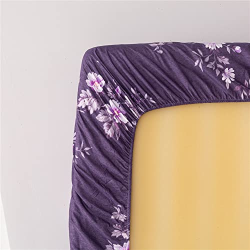 Meishang Queen Sheet Set Floral Printed Sheets Ultra Soft 100% Microfiber - 16 Inch Deep Pocket Comfortable Purple Pattern Printed Sheet Set - 4 Pieces Purple Queen #TOP5