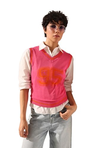 Image of ONLY Women's Knit Typography V-Neck T-Shirt