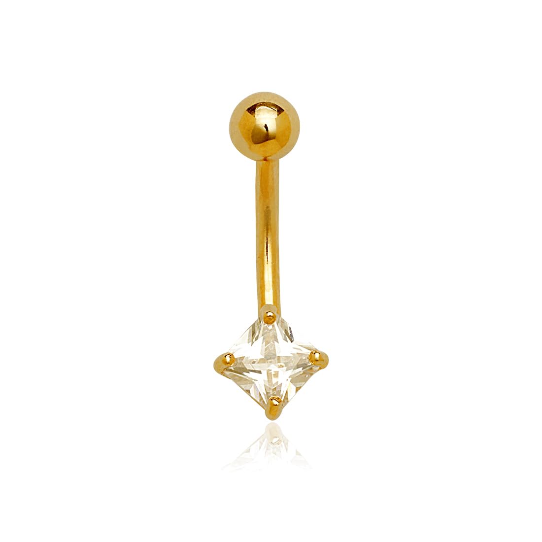 14 Karat Gelbgold CZ Zirkonia Simulierter Diamant 14 Gauge Drachen Körperschmuck Bauchnabelring misst 24 x 8 mm Schmuck Geschenke für Frauen, Metall, Zirkonia