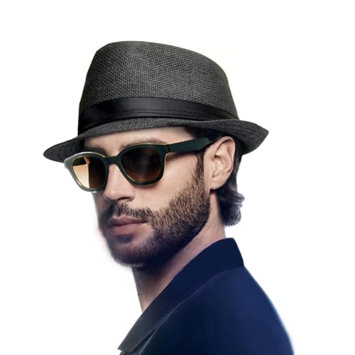 Image of 2 Pack Straw Fedora Hats for Men and Women, Short Brim Summer Beach hat, Trilby Panama Sun Hats.