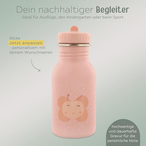 wunderwunsch Trinkflasche personalisiert für Kinder, Flasche personalisiert, Babyflasche, Kinder Flasche, Trixie Trinkflaschen mit individuellem Namen (Schmetterling, 500ml)