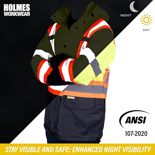 Hi-Vis Yellow Polyester Rainsuit - Waterproof Rain Jacket and Pants Set with Reflective Stripes, Seam-Sealed3