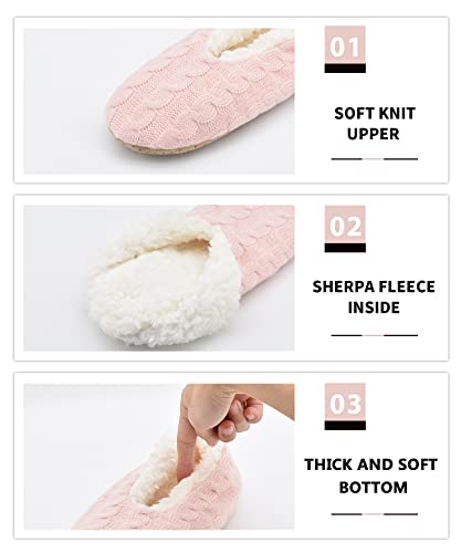 DICUIRD Womens Thick & Warm Slipper Socks with Grippers - Knit House Slippers2