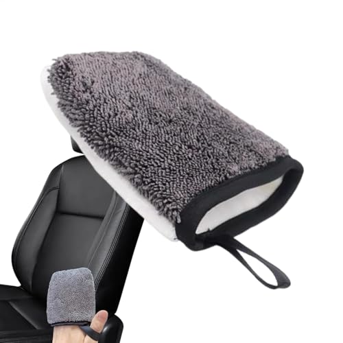 Guanti da lavaggio per vernice auto, guanti per decontaminazione in pelle per interni auto, 8 cm, in morbido poliestere portatile, strumento per dettagli per sedili in pelle, asciugamano ad